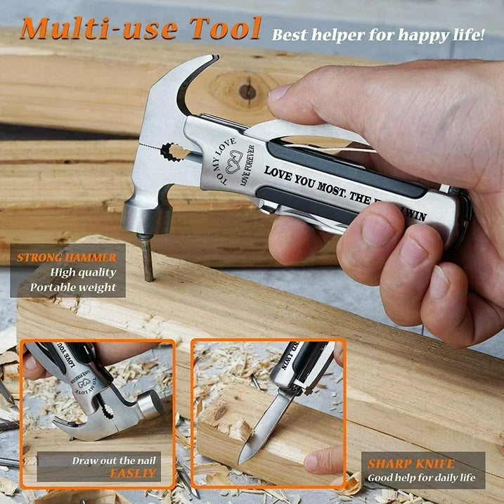 Gifts for Dad Hammer Multitool, All in One Tools from Daughter Son Fathers Day, Unique Birthday Ideas Gift for Husbands Him Men, Cool Gadget Christmas Stocking Stuffer for Men