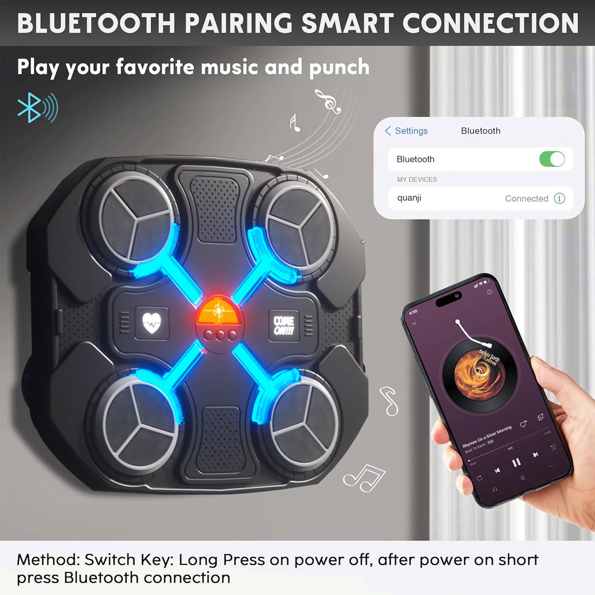 Arsvita Music Boxing Machine, Interactive Punching Game with LED Lights and Music, Fun Fitness Training for Kids and Adults, Adjustable Height and Speed