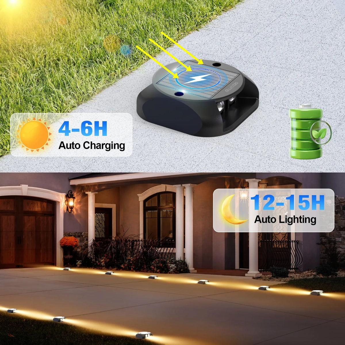 ASHIP Solar Deck Lights 12 Pack, Solar Driveway Lights Outdoor Dock Marine Lights LED Path Lights Solar Powered Waterproof Driveway Marker Lights for Warning Step, Sidewalk, Pathway, Garden, Warm
