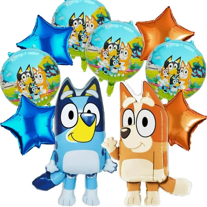 10PCS Blue Dog Foil Balloons, Blue Shaped Character Balloons for Kids Birthday Party Supplies