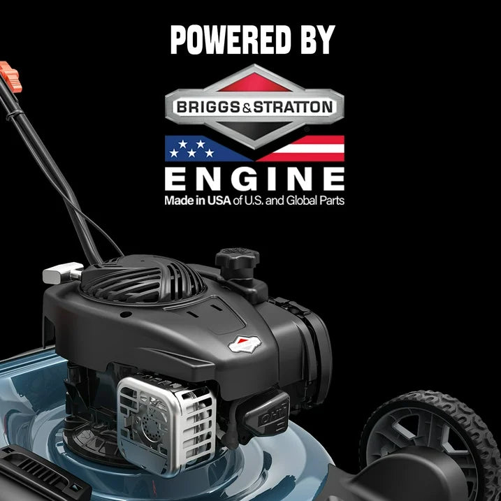SENI 21 Gas Lawn Mower, 125cc 4 Cycle USA Briggs Stratton E450 Engine, 2 in 1 Push Mower with 6 Height Adjustments and 11 Rear Wheels