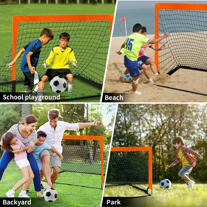 stusgo Kids Soccer Goals for Backyard Set, 2 Pack Pop Up Soccer Goal with Soccer Nets, 4x3 FT Soccer Goals, Includes Soccer Ball, Agility Ladder, Cones Carry Bag, Perfect for Youth Outdoor Sports