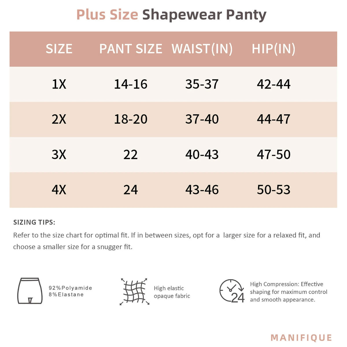 MANIFIQUE Plus Size Body Shaper Tummy Control Panty Shapewear for Women, Black+Beige, 2 Pack