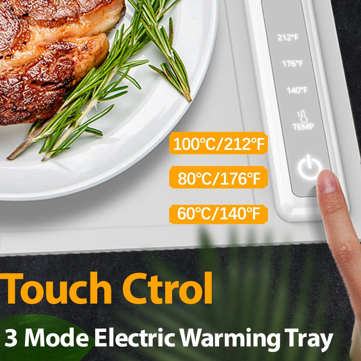 Silicone Food Warming Tray Adjustable Temps 10s Heating,Portable Food Warmer for Dinner Parties, Buffet, Travel