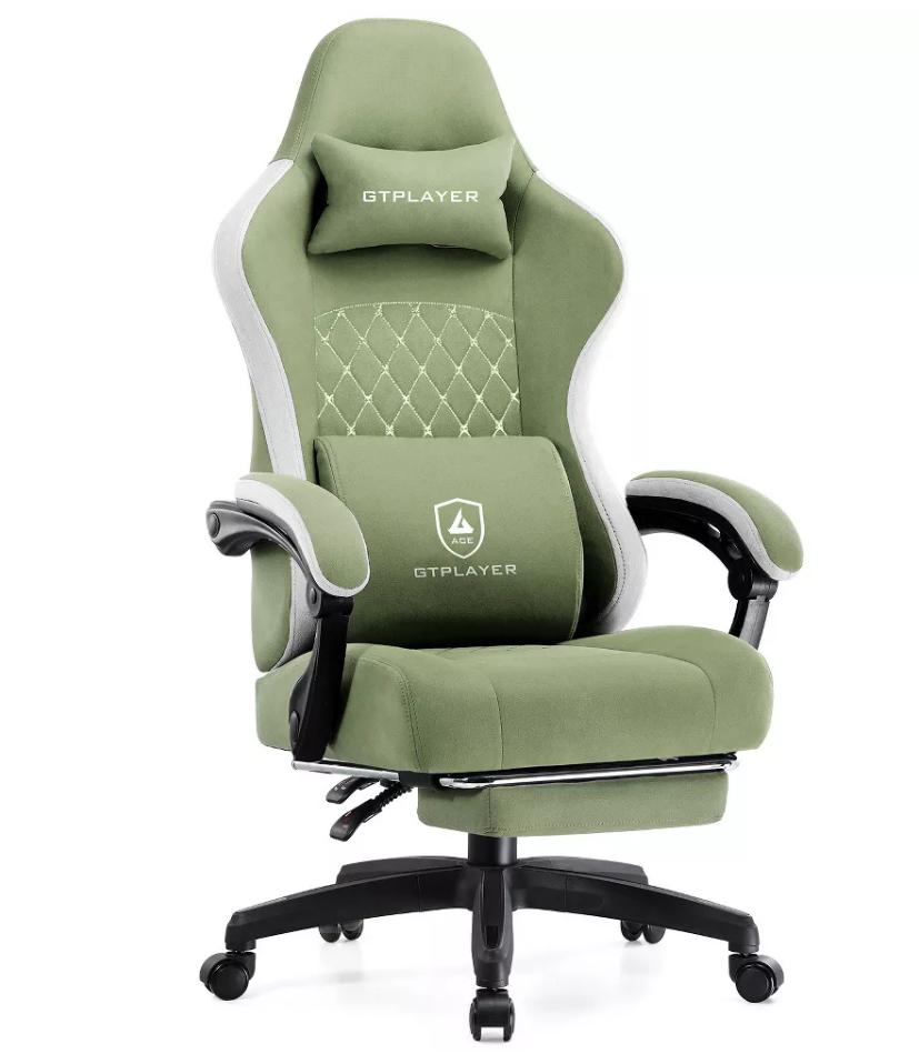 GTPLAYER Gaming Chair, Computer Office Chair with Pocket Spring Cushion, Linkage Armrests and Footrest