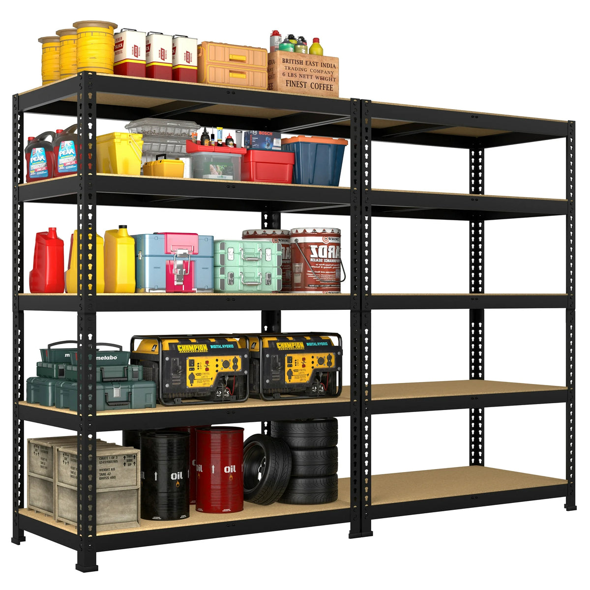 TrumanPick Storage Shelves Garage Shelving Units Metal Heavy Duty Adjustable Shelf Rack 36" x 12" x 72" 5 Tier 2000lbs for Warehouse Pantry Closet, Black