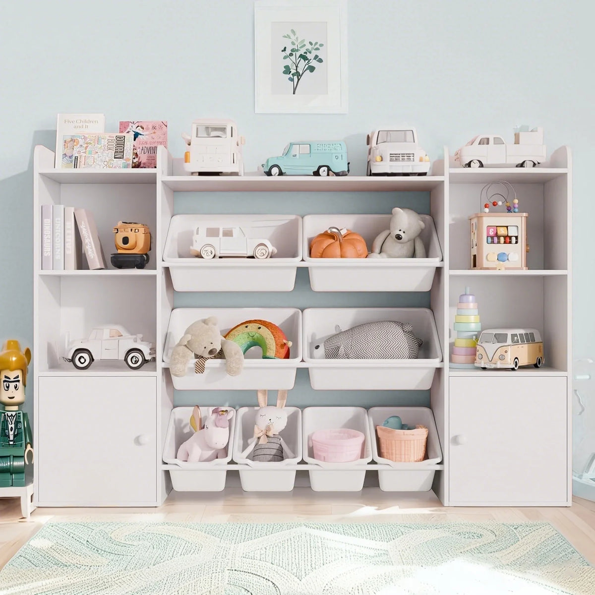 Kids Toy Storage Organizer with 8 Removable Toy Boxes, 4 Tier Toy Organizer with 6 Storage Compartments, Ultimate Kids Toy Storage Organizer for Every Space(White)