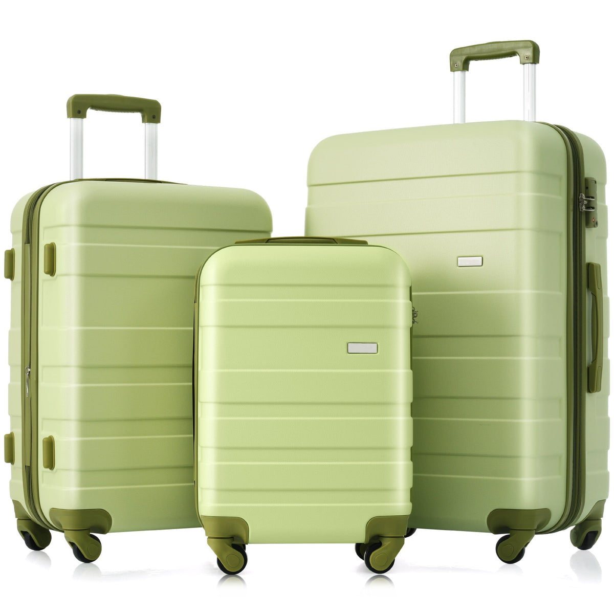 EUROCO 3 Piece Luggage Sets,Expandable ABS Suitcase Sets with TSA Lock and 4 Spinner Wheels,Hardshell Lightweight Luggage Set,Light Green