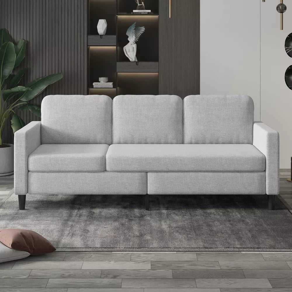 Mjkone 3-Seat Convertible L-Shaped Sectional Sofa w/ Reversible Storage Ottoman & Cup Holders - Modern, Space-Saving for Living Room/Office
