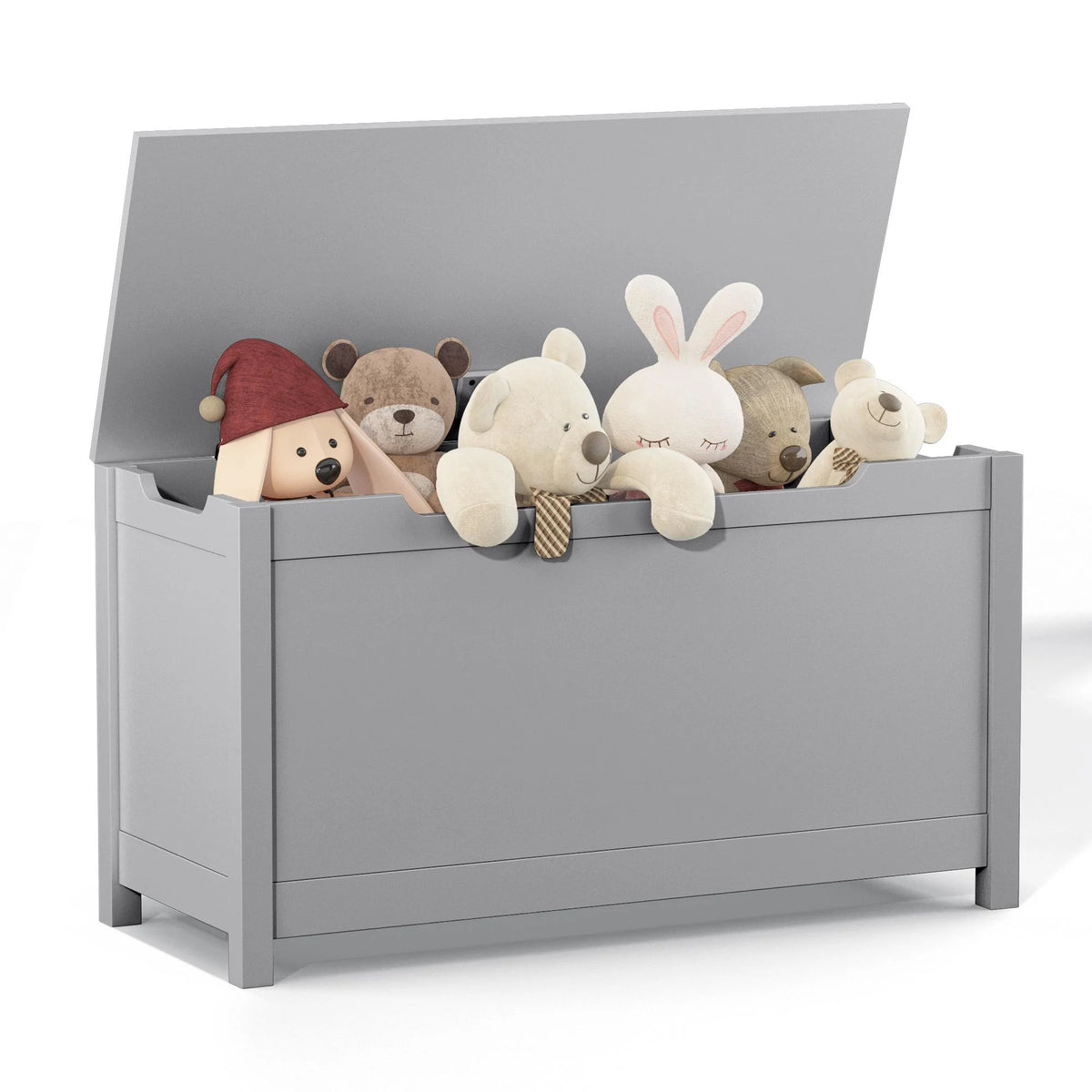 SESSLIFE Toy Storage Box, Wooden Toy Box and Storage Chest with Seating Bench, Toy Chest with Safety Hinged Lid, Gift for Boys Girls