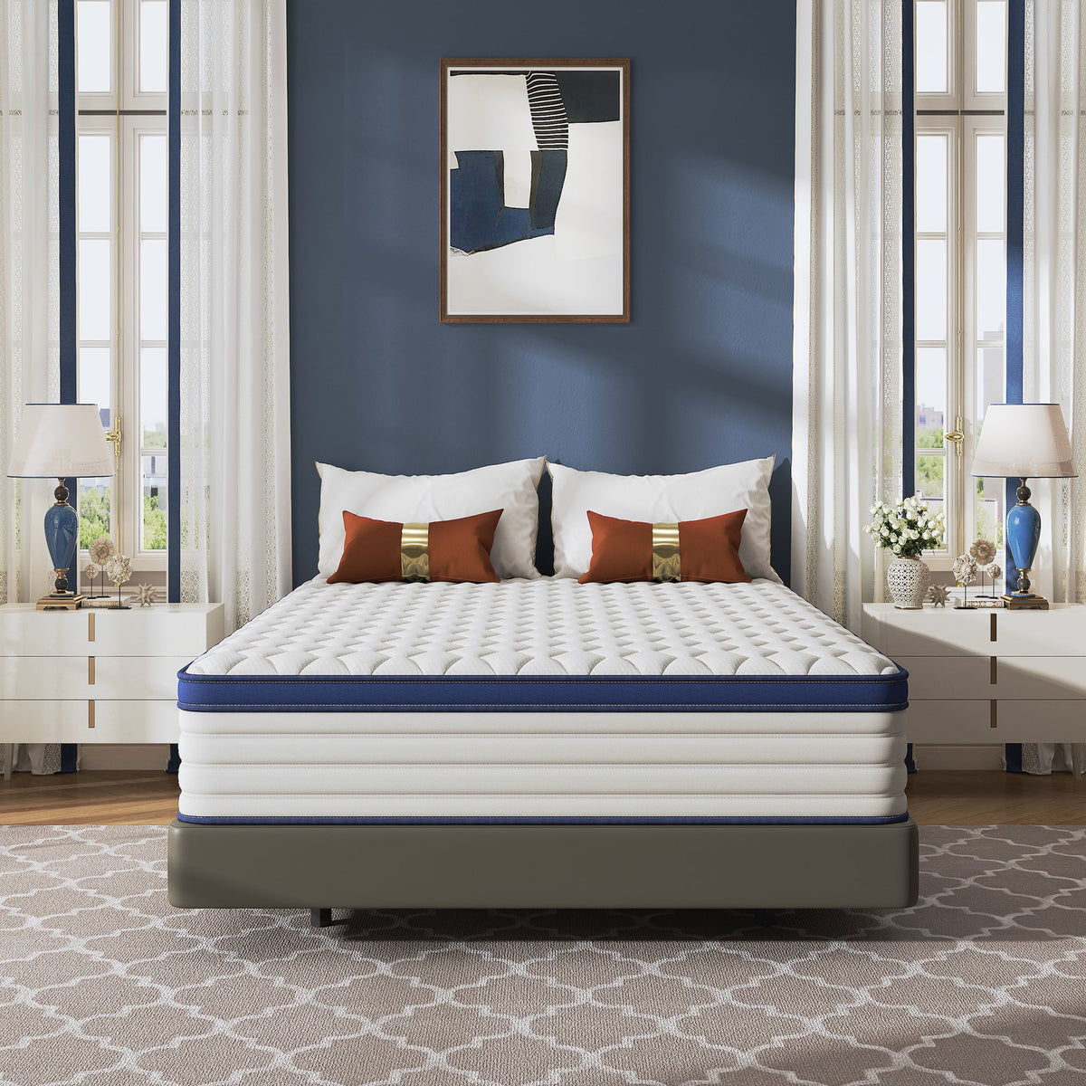 PAPROOS 12 inch Queen Mattress, Gel Memory Foam Hybrid Mattress in a Box, Individual Pocket Spring Mattress, Medium Firm, CertiPUR-US Certified, Sleep Support & Pressure Relief, White