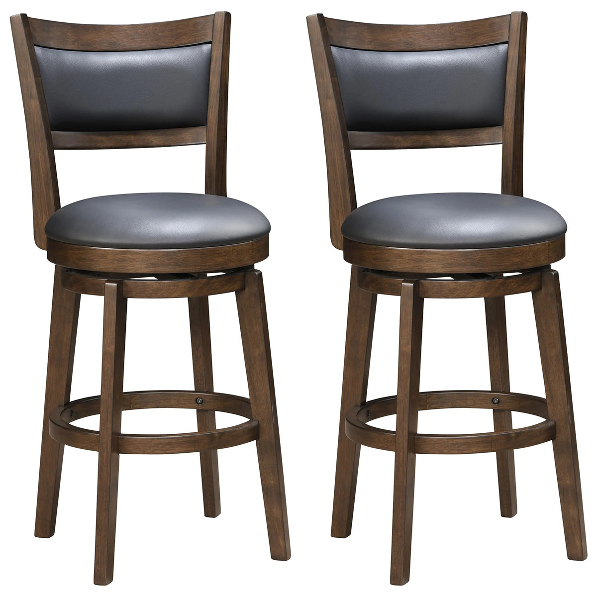 ConzyFancy Set of 2 Swivel Counter Height Barstool 26 Inch Seat Bar Stools Kitchen Bar Chairs for Dining Room Cappuccino