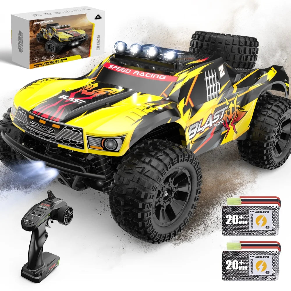 JoyStone 1:10 Large Scale RC Car, 35+MPH Fast Remote Control Car with Lights, 4WD Off-Road Monster Crawler Truck Toy for Adults Boys with 2 Batteries