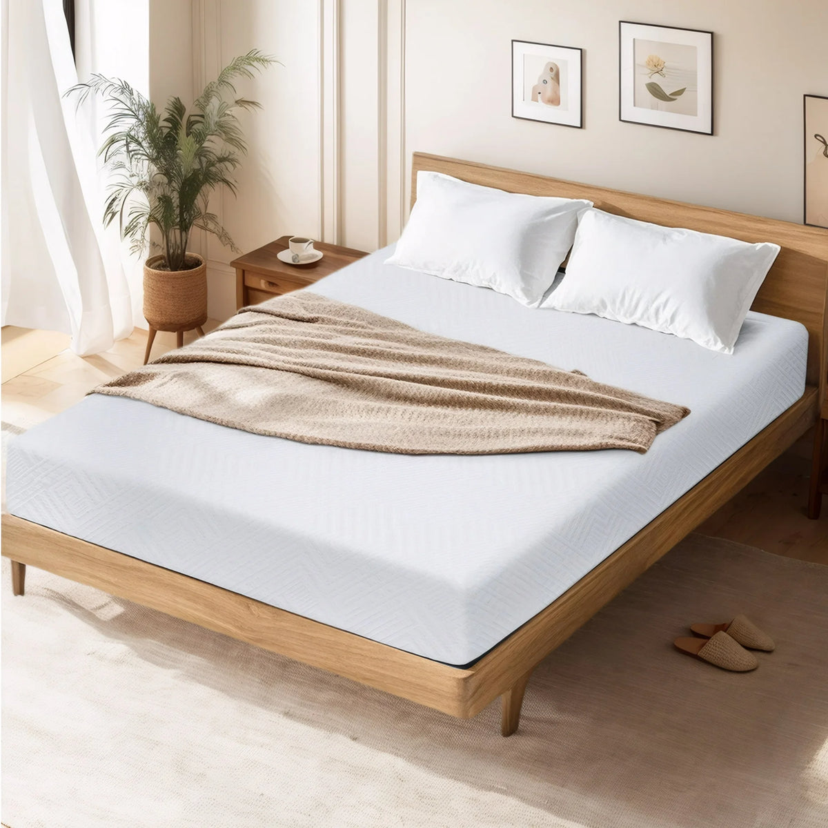 8in Memory Foam Mattress in a Box, Medium Firm Queen Mattress with Gel Cooling, Queen Size Mattress for Pressure Relief, Breathable, Cooler Sleep
