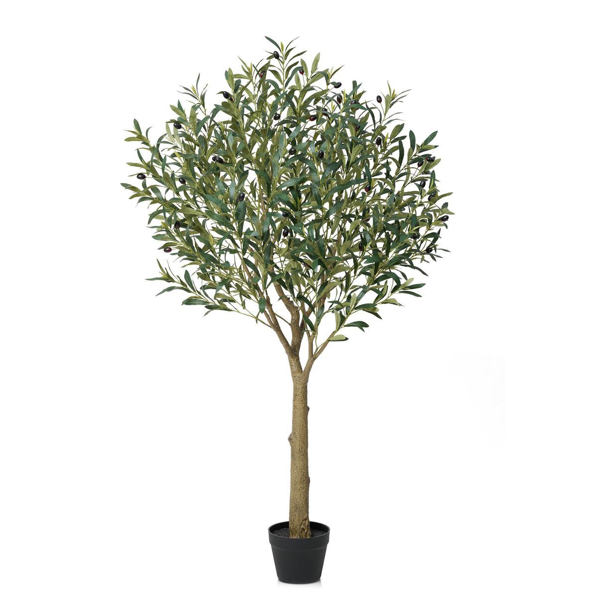 DR.Planzen UV Resistant Artificial Olive Tree 5ft - Faux Olive Plant for Indoor Outdoor Decor - Adjustable Branches - Realistic Olive Tree with Black Plastic Pot
