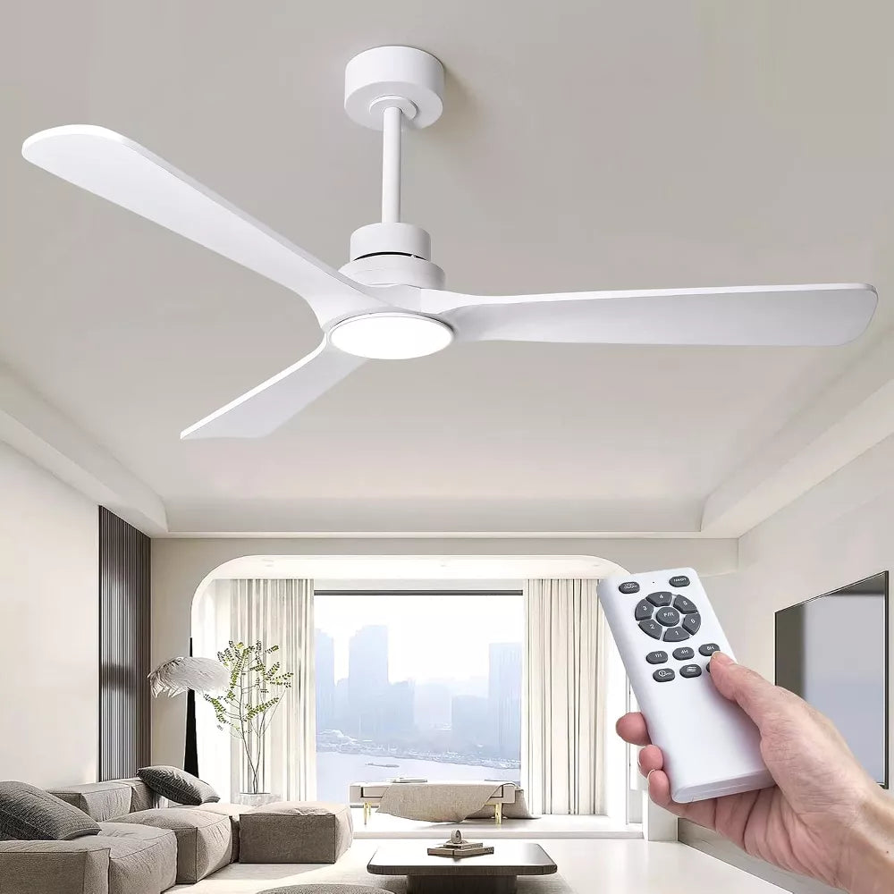 HUMHOLD 52 Inch Wood Ceiling Fan and Remote for Bedroom, Living Room