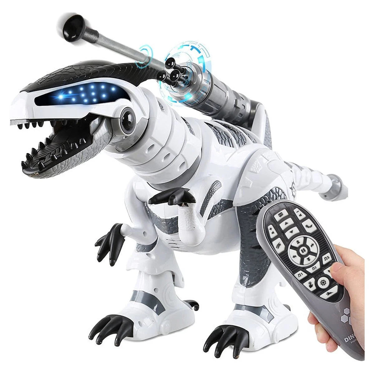 Fisca Intelligent Remote Control Shooting Darts Robot Dinosaur Toys for Kids, 11 Channel Programmable Touch Interactive War Robot