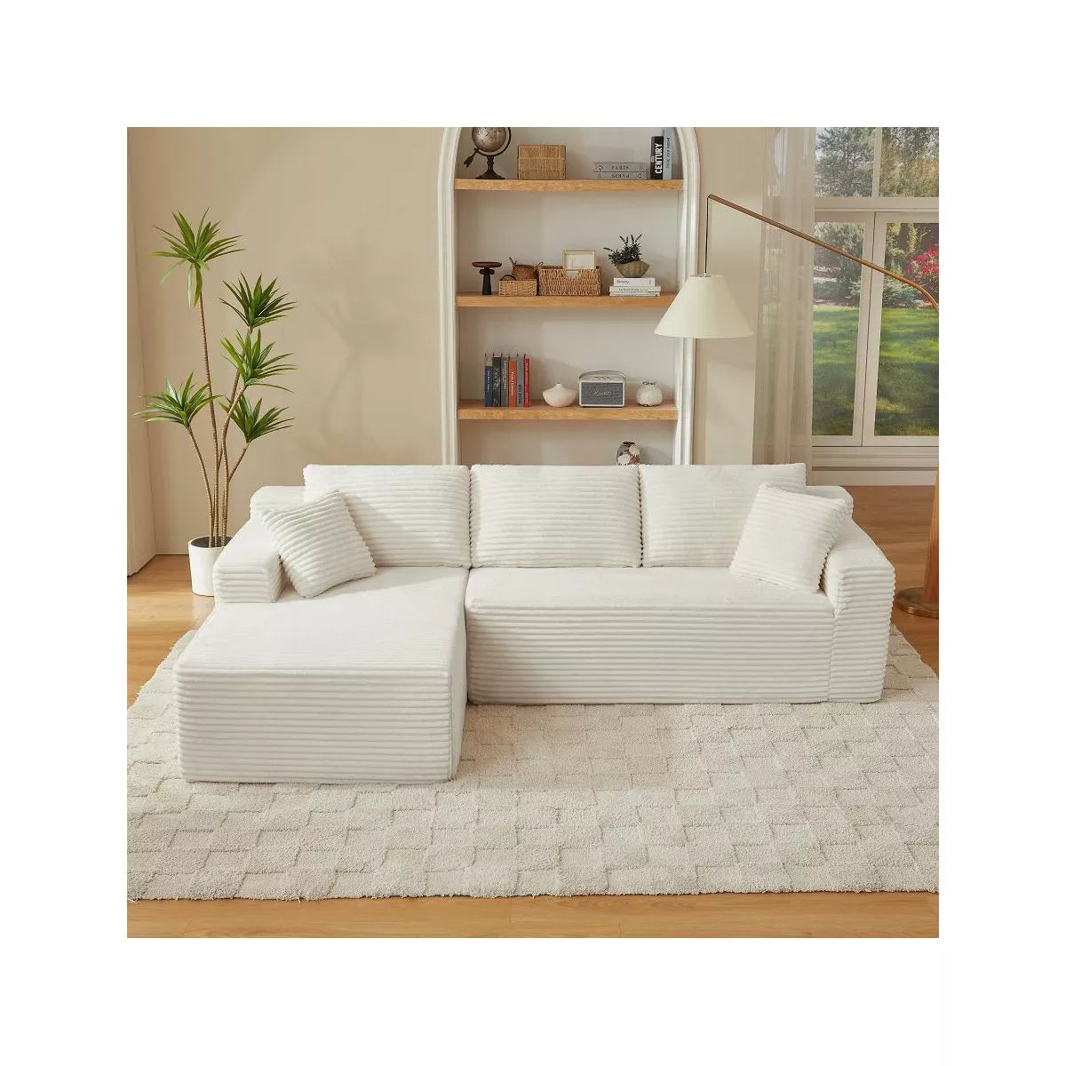 Dolonm 103" L-shaped Modular Cloud Sofa,Compressed Boneless with Deep Seats,No Assembly, for Living Rooms Bedrooms