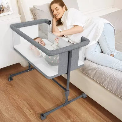 BabyBond 3 in 1 Baby Bassinet Beside Sleeper, Baby Beside Bassinet with Breathable Mesh, 5 Height Adjustable,Baby Crib for Newborn