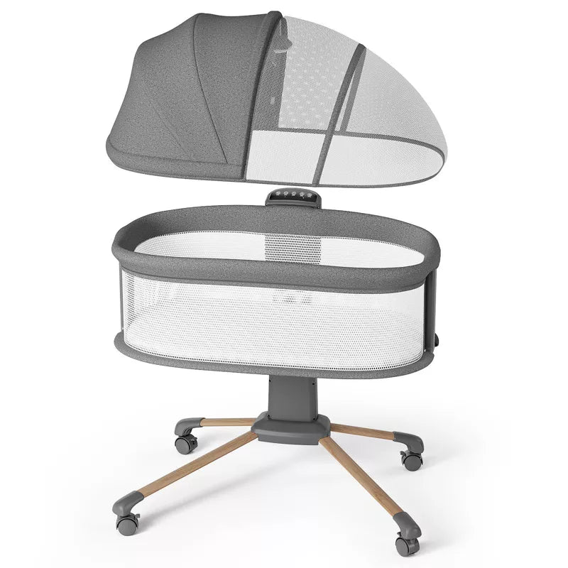 BabyBond Baby Rocking Bassinet with Breathable Mesh& Mosquito Net, Baby Bedside Sleeper with Calming Motion, 3 Adjustable Height for Infants