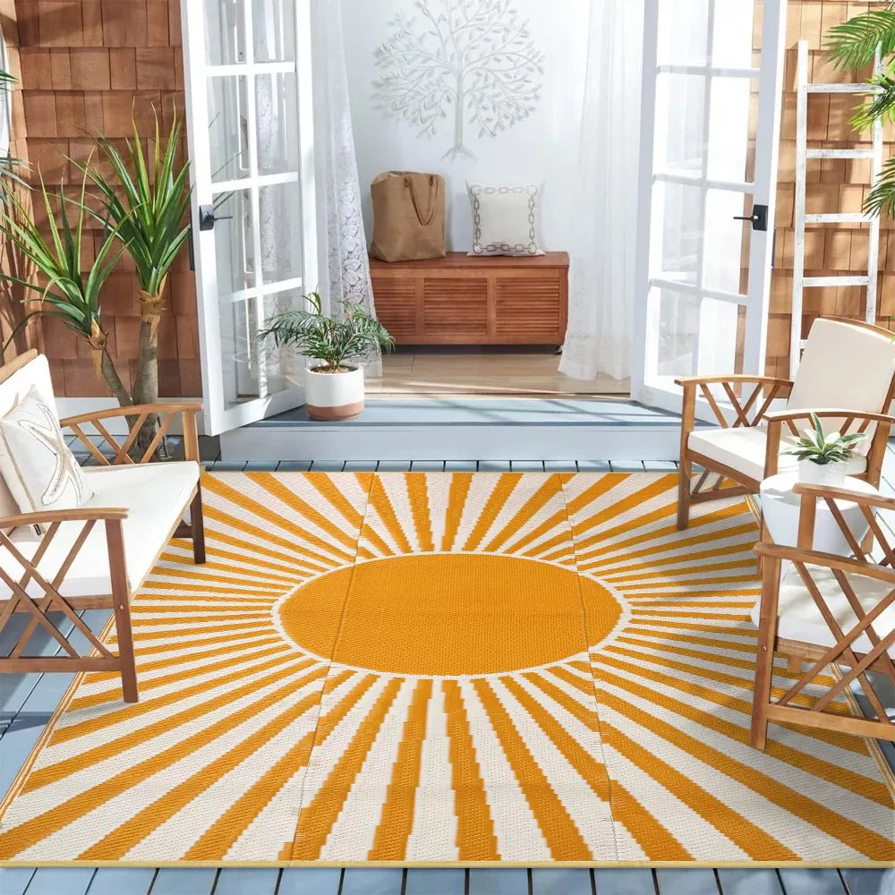 Lahome Sunshine Outdoor Durable PP Area Rug-Weather-Resistant Carpet for Patio, Deck, or Garden