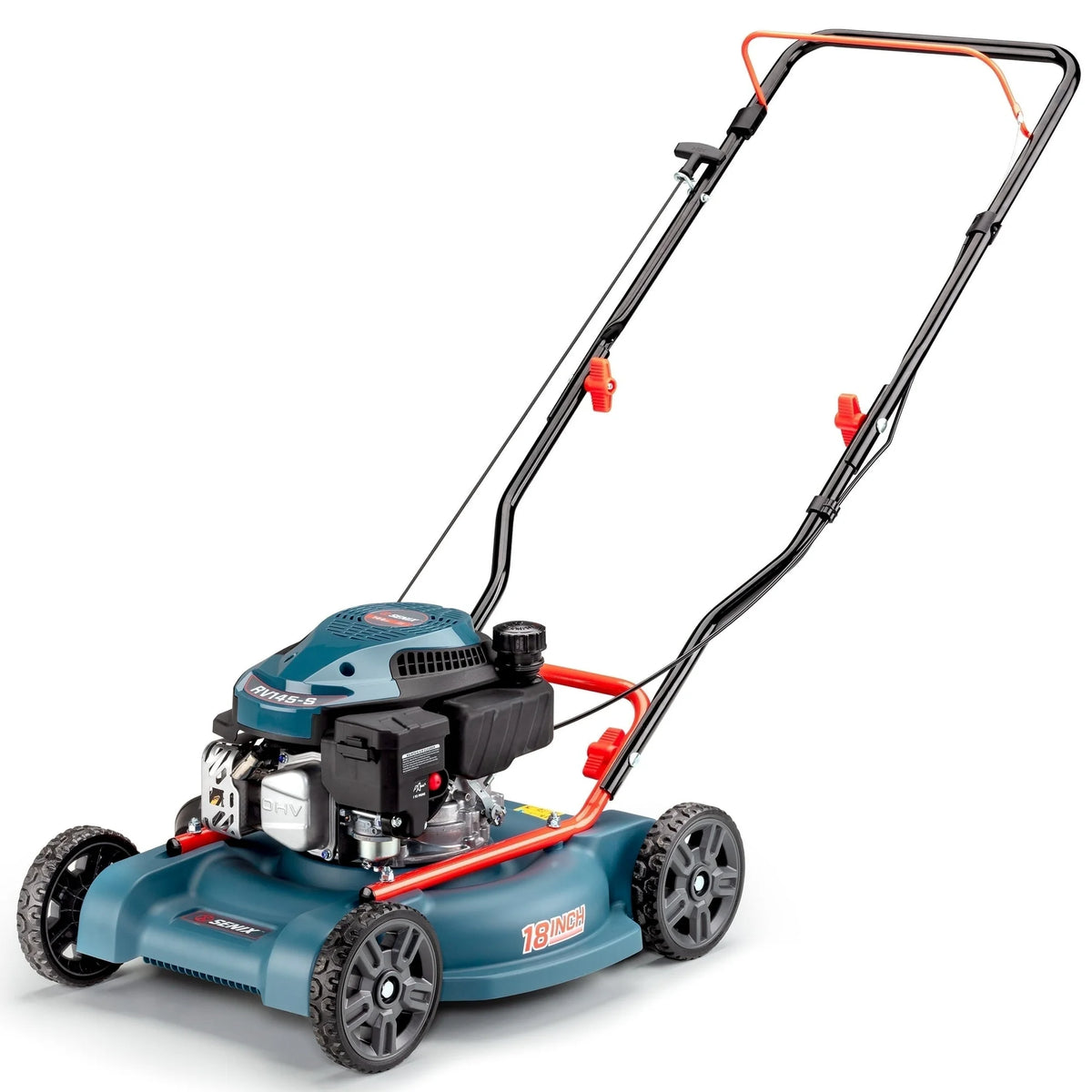SENIX Power Lawnmower, 18in, 144cc 4-Cycle Engine, Rear Wheel Drive with Side Discharge