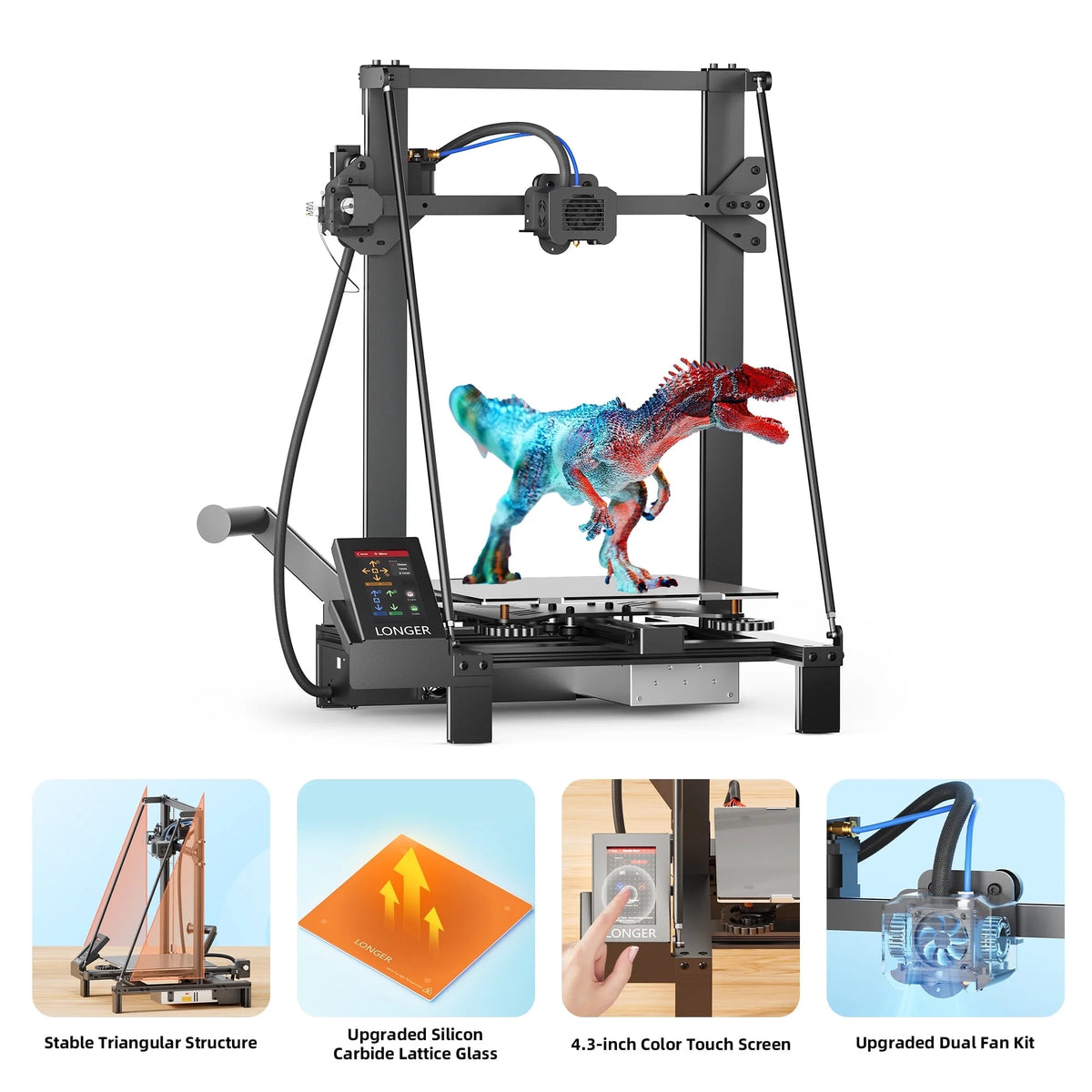 Longer LK5 Pro 3 3D Printer Large 11.8" x 11.8" x 15.7" Printing Size,FDM Technology,Fully Open Source TMC 2209 Motherboard,Resume Printing,95% Pre-Assembled Perfect for Beginners
