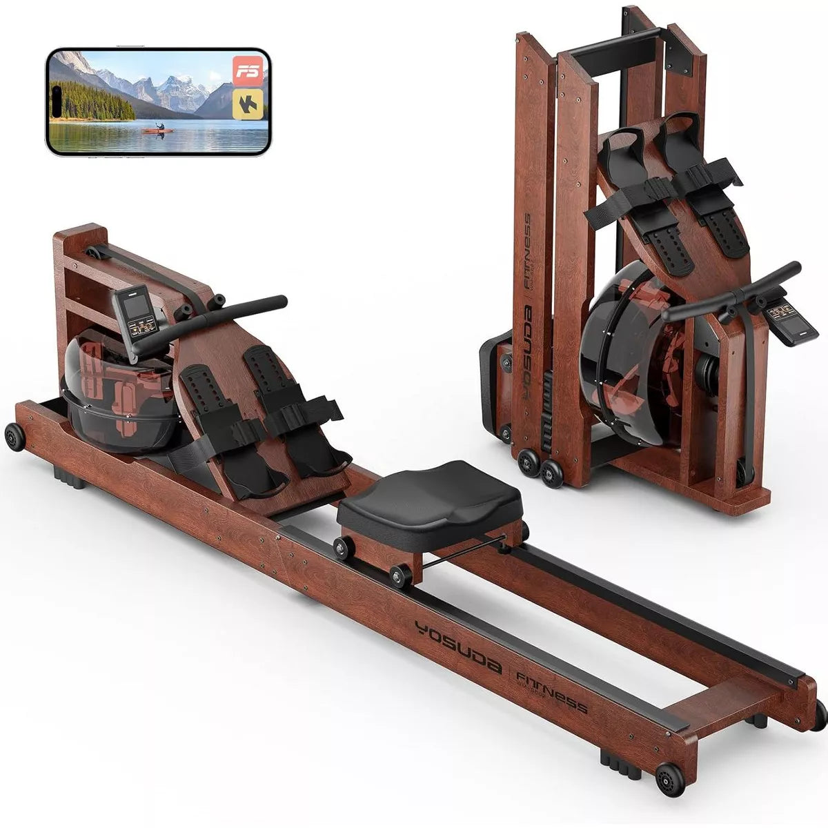 YOSUDA Water Rowing Machines for Home Use- Foldable Rower Machine 400LBS Weight Capacity with Dedicated Monitor & Bluetooth APP, Comfortable Seat