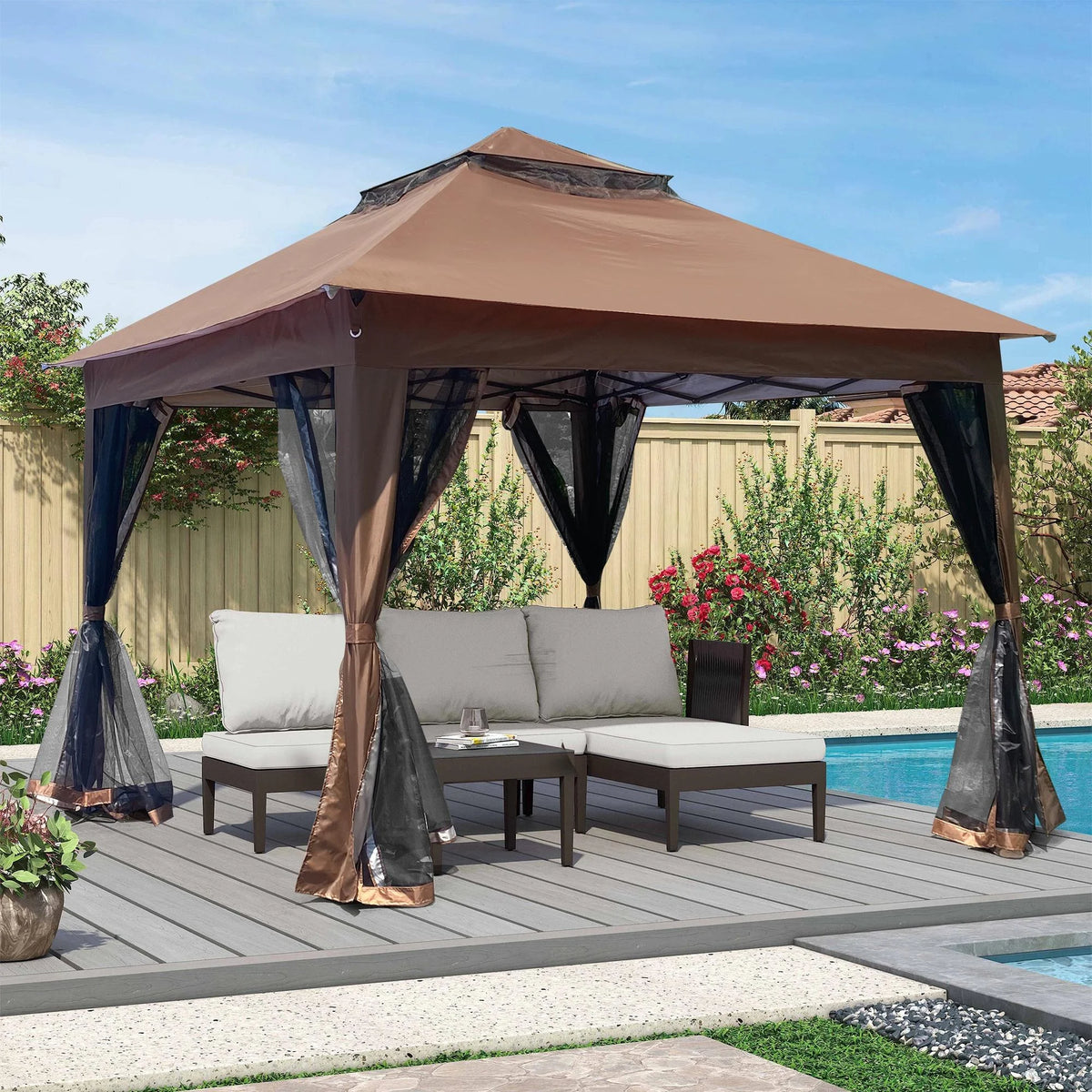 Segmart 11' x 11' Double Roof Outdoor Gazebo Tent, Water-Resistant