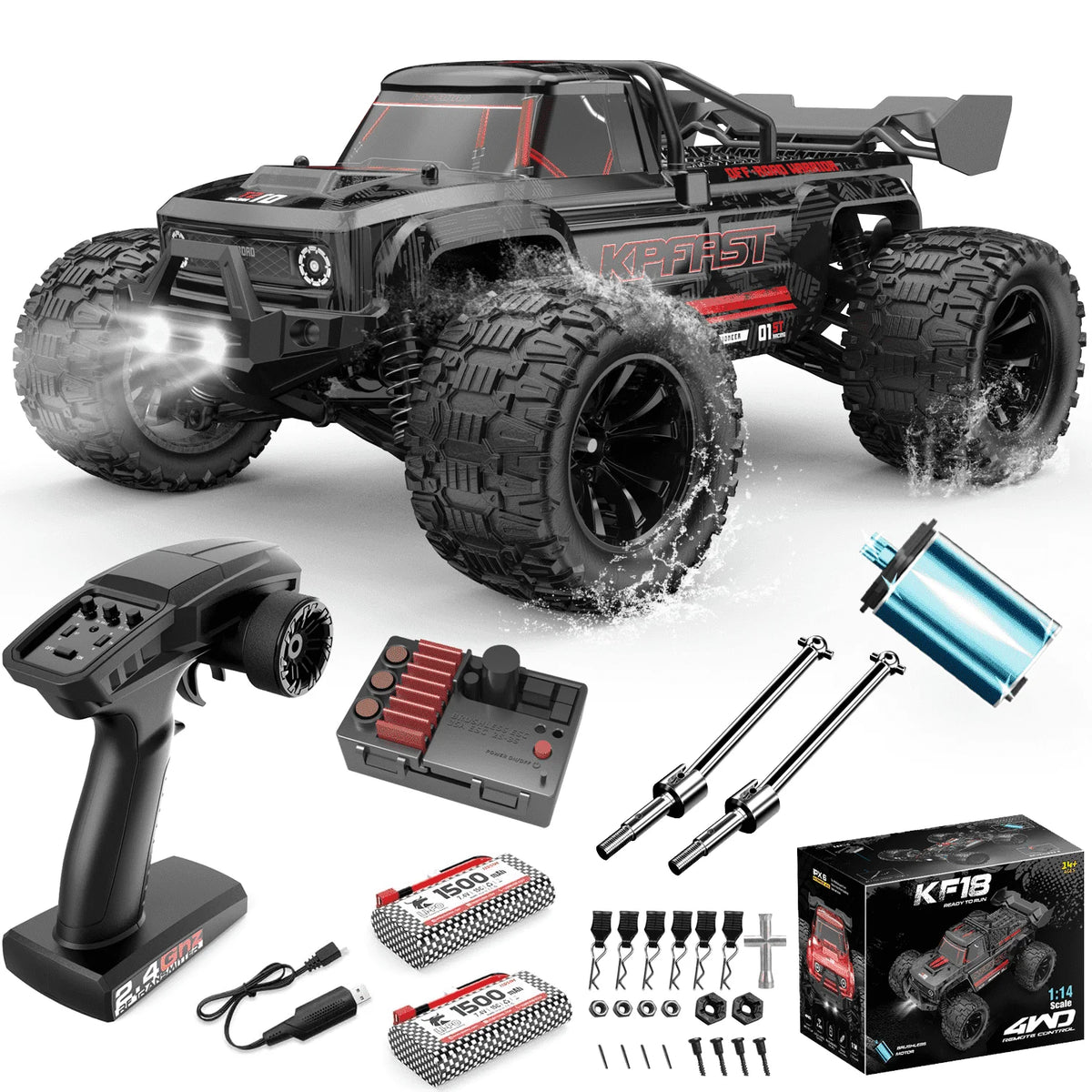 1/14 Brushless RC Cars for Adults, 50 MPH RC Truck 4wd Offroad Waterproof, Electric Powered High Speed RC Car, All Terrain RC Truggy for Snow,Sand & Mud