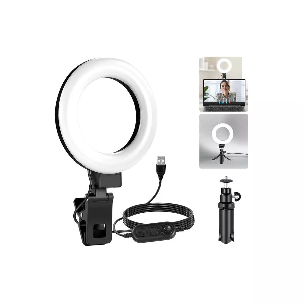 MaseiKar Basic 5" Ring Light for Video Conference Lighting, Clip on Light Kit with Desk Tripod for Monitor Laptop Computer Zoom Call Live Streaming