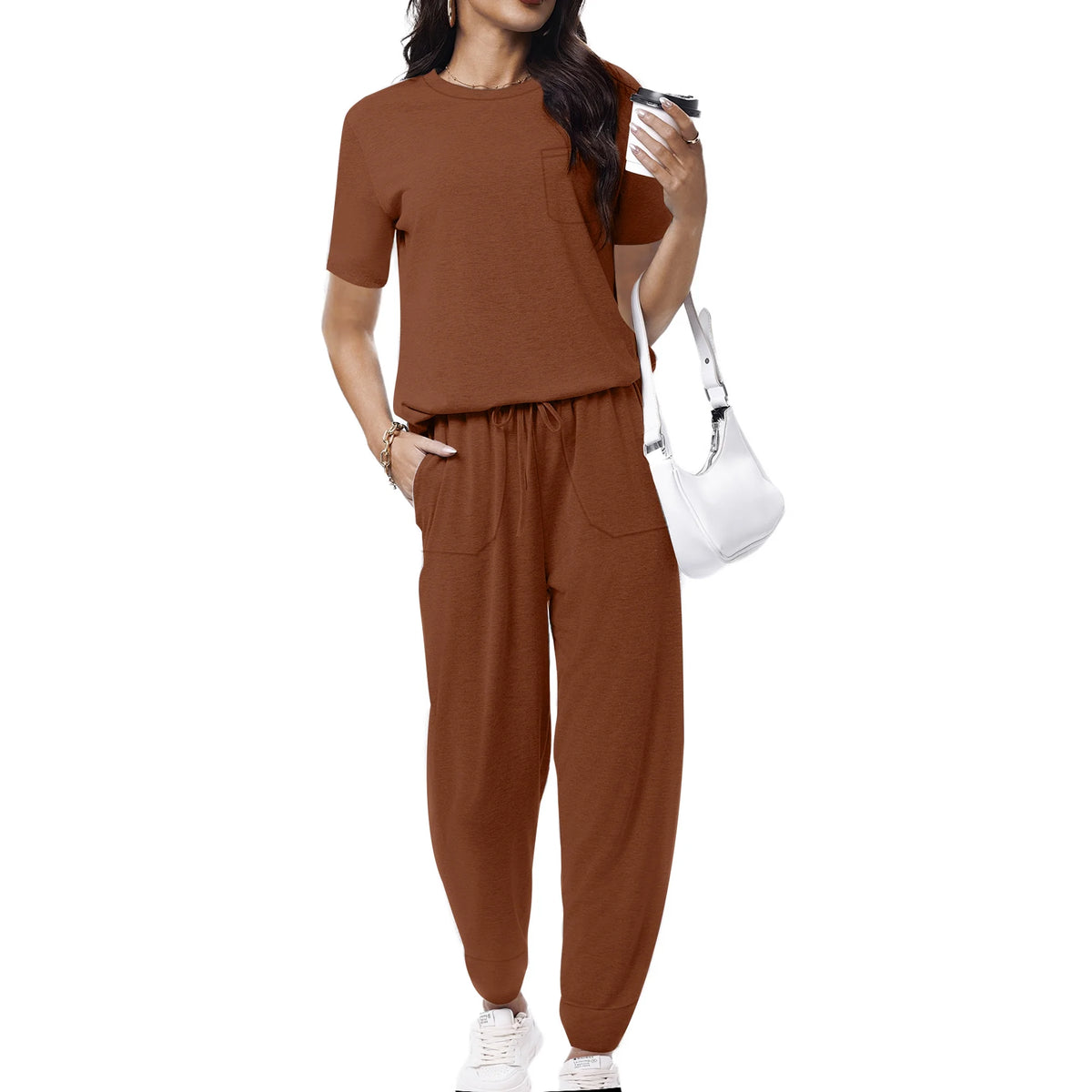 UVN Jogger Sets for Women Sweatsuit 2 Piece Lounge Set Solid Outfits Sets Casual Tracksuits with Pockets