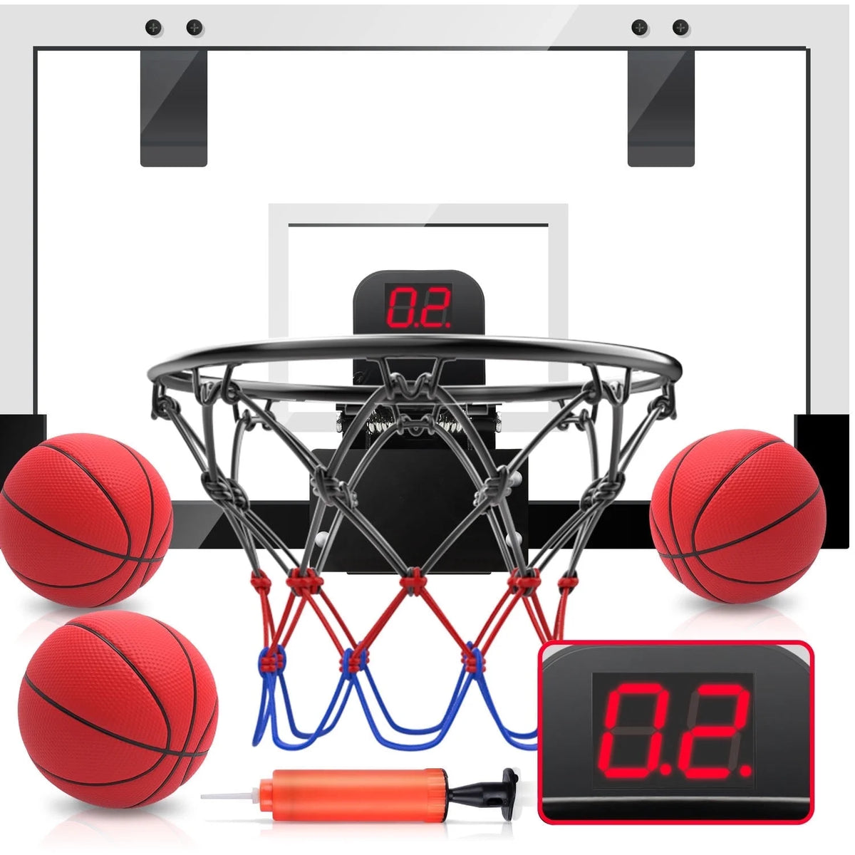 JoyStone Indoor Basketball Hoop Set with 3 Balls, Pro Mini Basketball Hoop for Door with Electronic Scoreboard for Kids & Adults