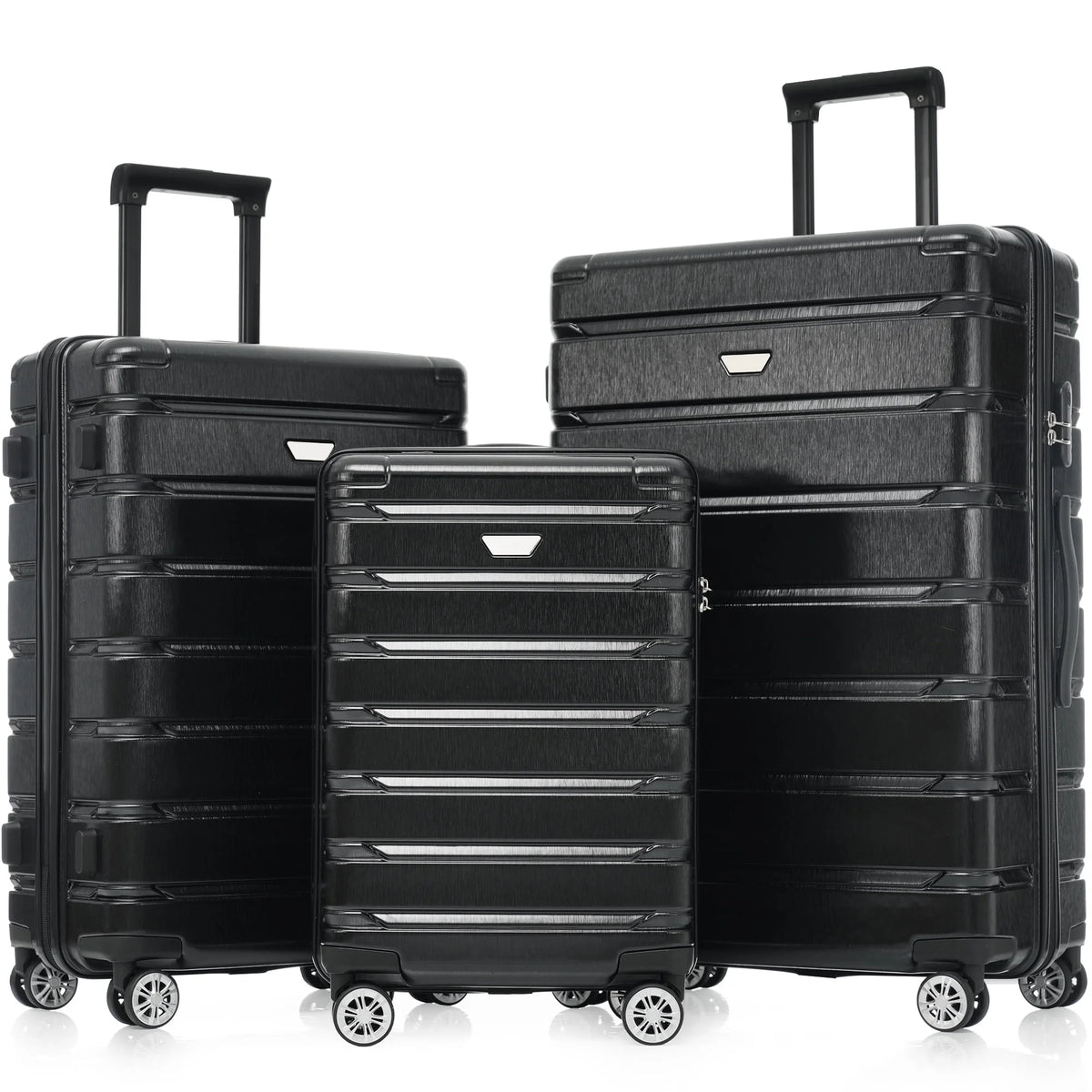 Hardshell Luggage Set 3 Piece, Durable ABS+PC Travel Suitcase with Spinner Wheels for Men Women,Black(20inch 24inch 28inch)