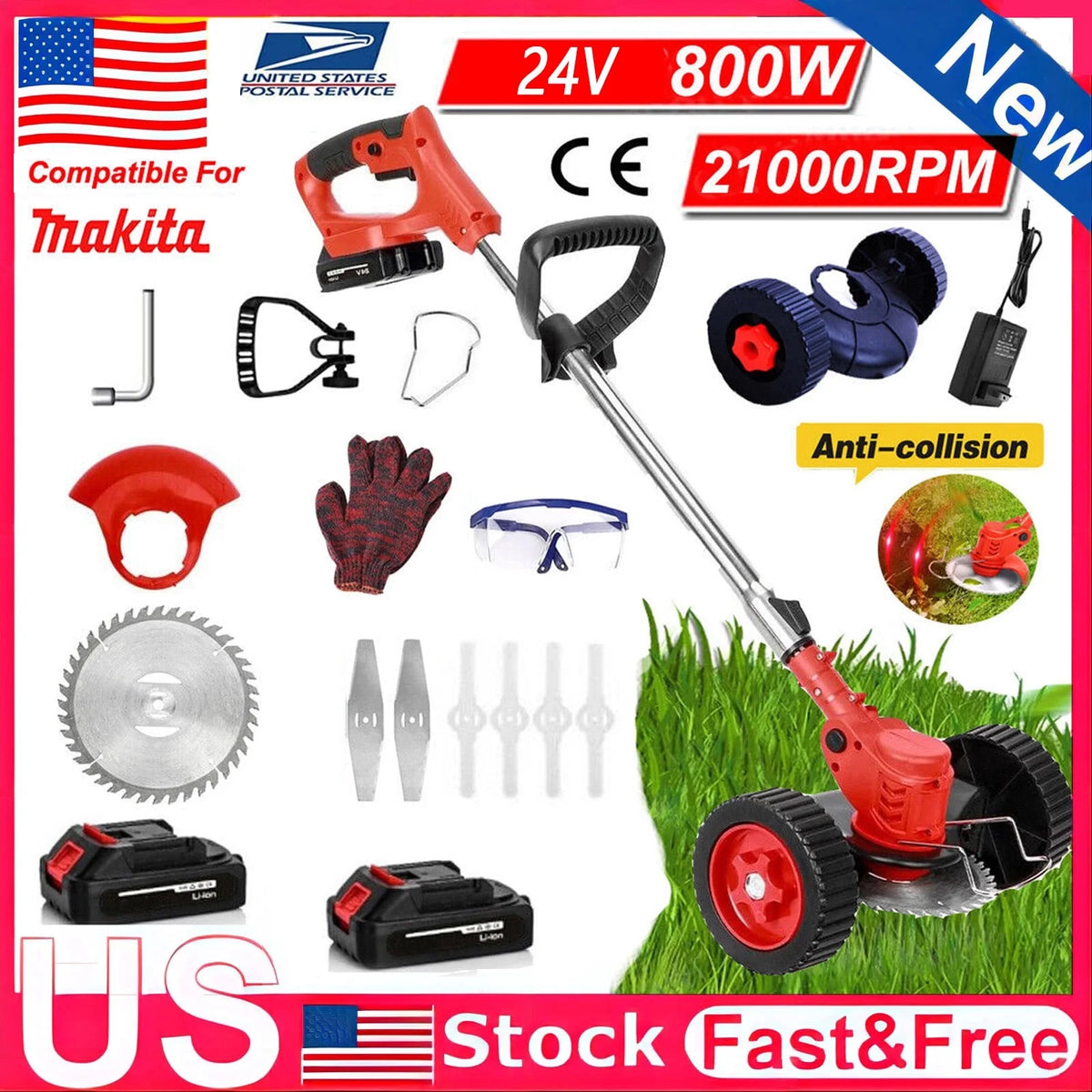 Grass Trimmer Cordless Electric Weed Eaters & Weed Trimmer,Weed Lawn Edge Trimmer,Mower with Upgraded Wheels