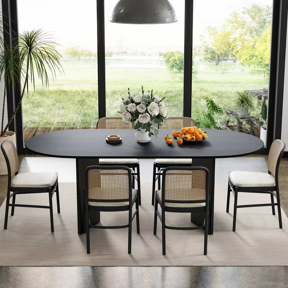 Dovelina 67" Oval Dining Table Modern Wood Kitchen Table Dining Room Table for 6 People