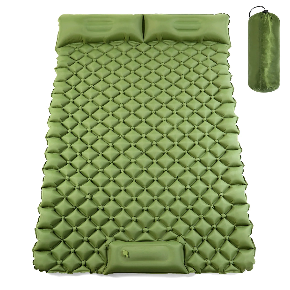 Double Sleeping Pad for Camping: Experience Ultimate Comfort with Ultra-Thick, Self-Inflating Camping Pad Designed for 2 Persons, Featuring a Built-in Foot Pump and Pillow, Ideal for Backpacking