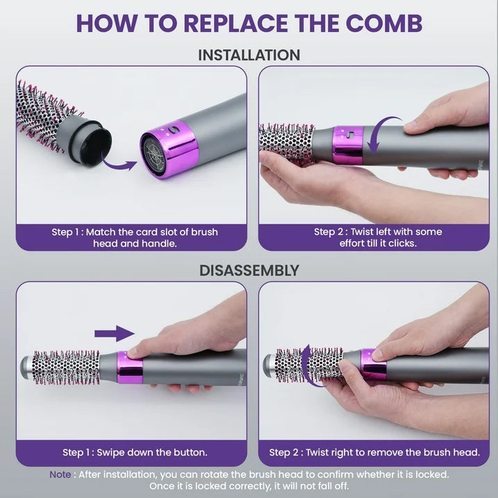 NEXPURE 6 in 1 Hot Air Styler, Dusty Purple Blow Dryer Brush, Fast Drying, No Heat Damage