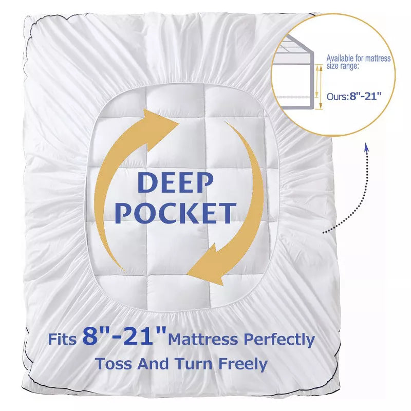 HYLEORY Extra Thick Mattress Topper, Cooling Mattress Pad Cover, 2 Mattress Topper