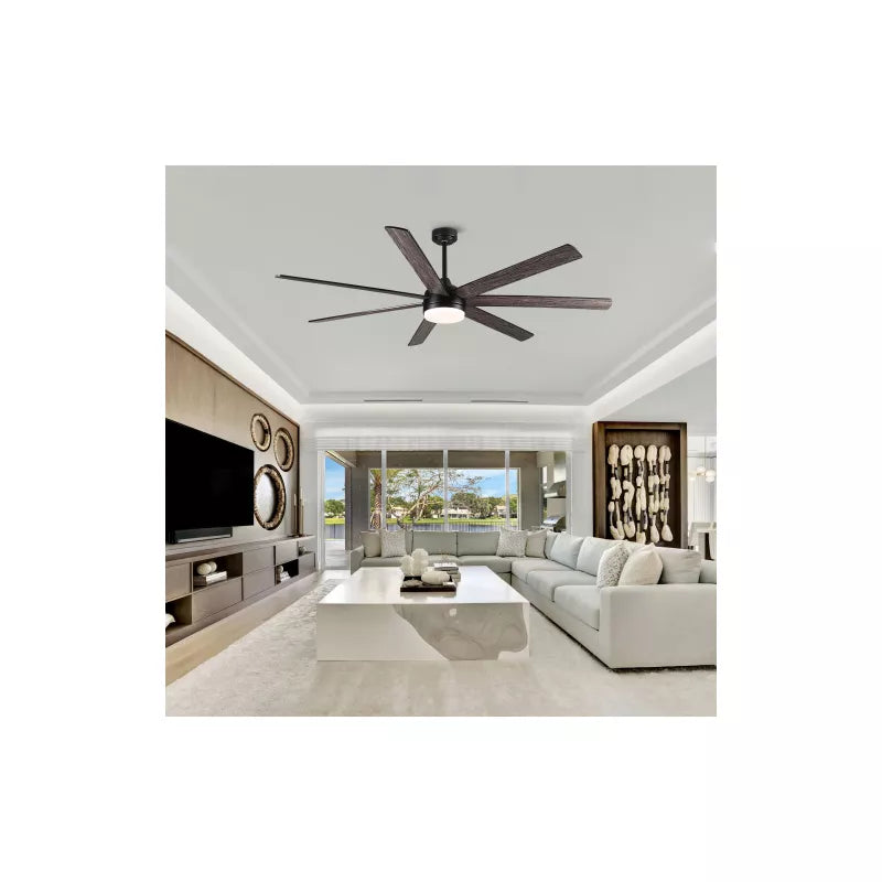BestParts 72 Farmhouse Ceiling Fan Black & Brown Plywood Blades, Energy Saving DC Motor, Memory Function