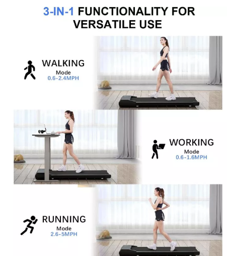 Deerrun Walking Pad Treadmill, 2.2HorsPower 80Cm Belt Long Treadmills for Home, 2 in 1 Portable Under Desk Treadmill