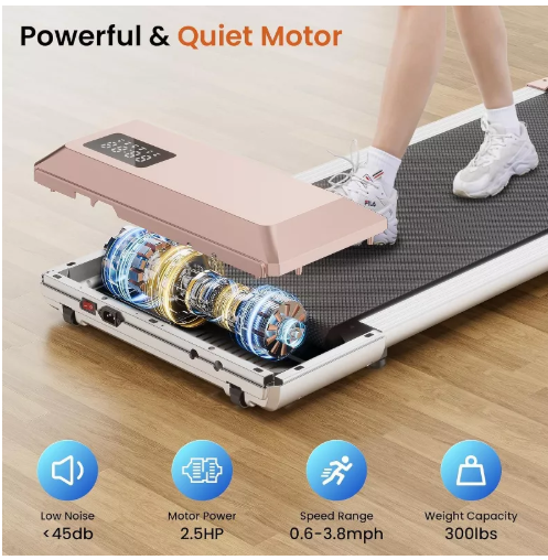 Deerrun Gold Under Desk 16.14*31.5 inches Belt Walking Pad Treadmill for Home Office