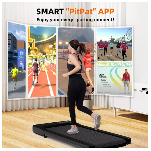 Smart Walking Pad With APP 16.14*35.43 inches Belt Treadmills for Home Small Portable 2 in 1 Under Desk Treadmill