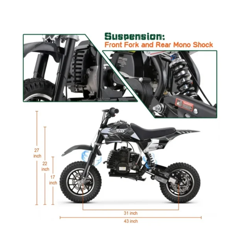 Sunderwell DB1 Gasoline 50CC Dirt Bike, BLACK