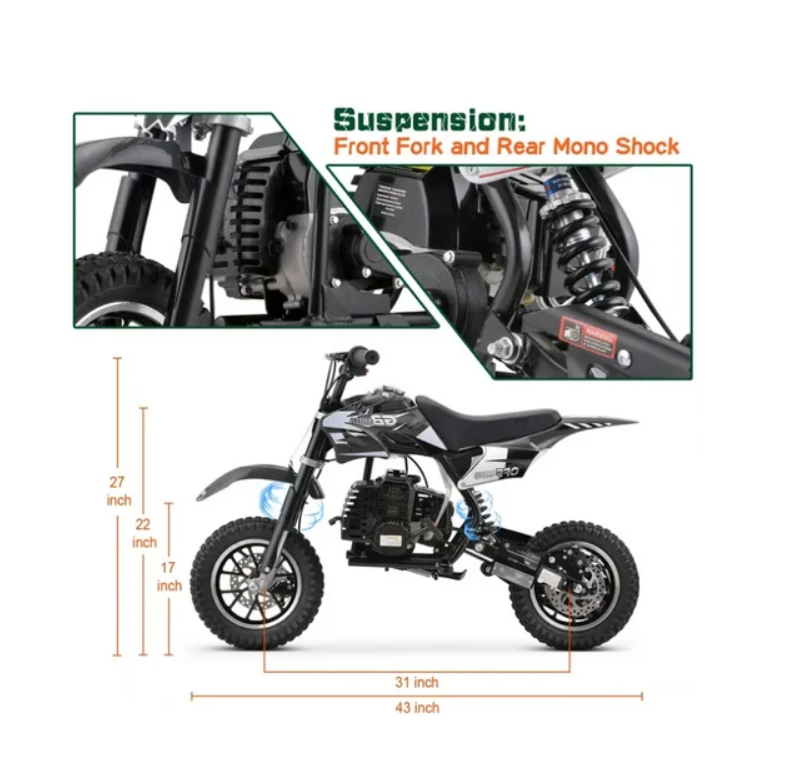 Sunderwell DB1 Gasoline 50CC Dirt Bike, BLACK