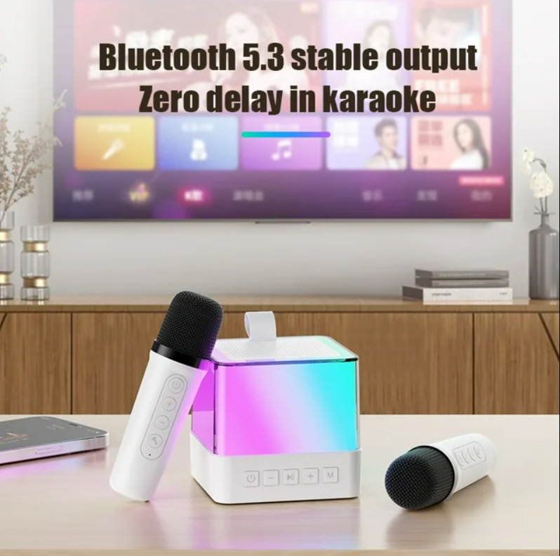 AHANSI Karaoke Machine for Kids Adults,Portable Bluetooth Speaker with 2 Mics Easter Birthday Gifts Toys for Girls Boy (Black)