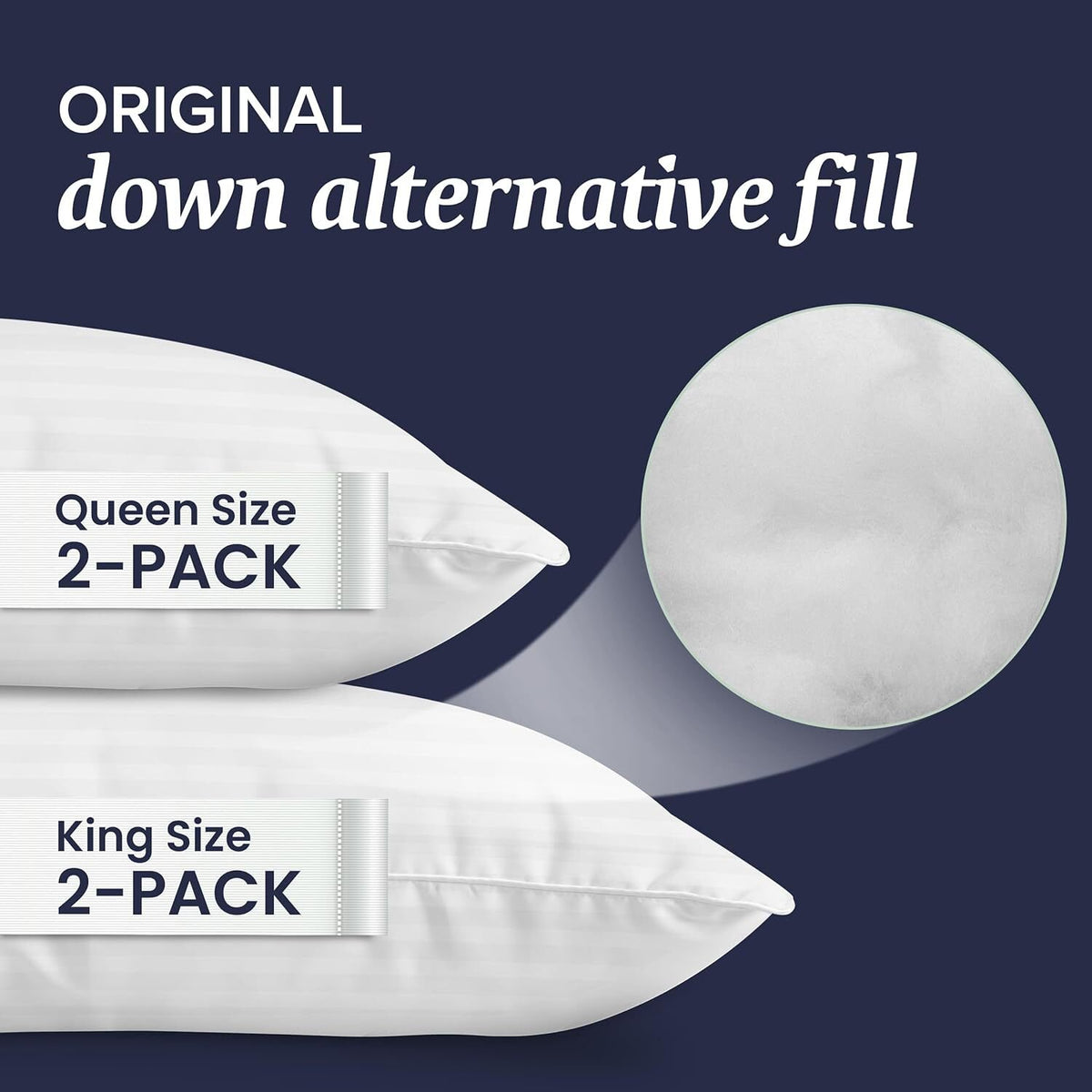 Teler Hotel Collection Bed Pillows Queen Size Set of 2 - Down Alternative Bedding Gel Cooling Pillow for Back, Stomach or Side Sleepers