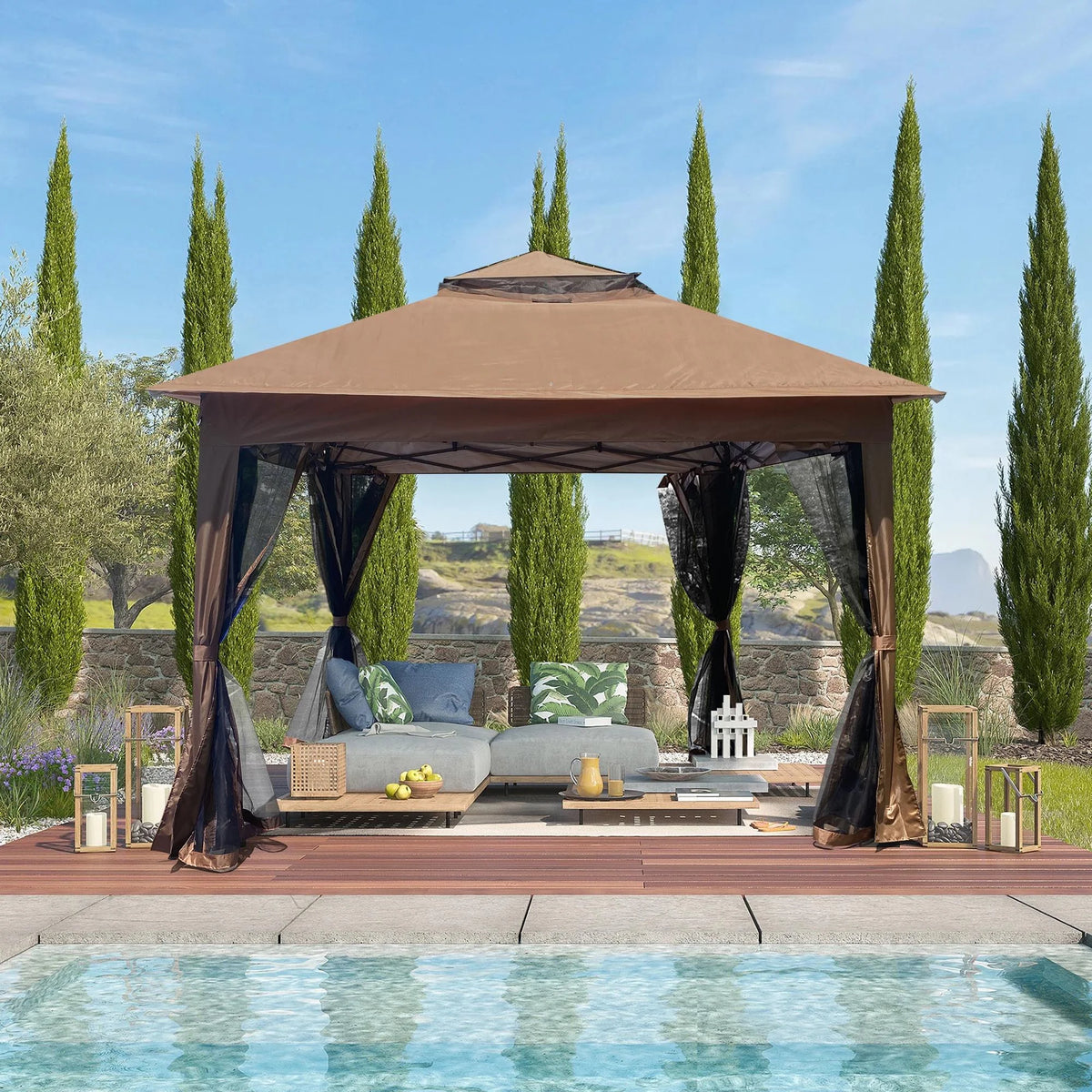 Segmart 11' x 11' Double Roof Outdoor Gazebo Tent, Water-Resistant