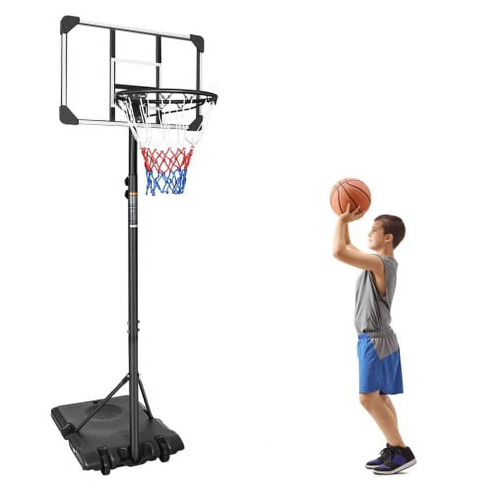 Kids Basketball Hoop Outdoor 5.6 to 7ft Adjustable, SEGMART Portable Basketball Hoops & Goals for Kids/Teenagers/Youth in Backyard/Driveway/Indoor with Enlarged Base and PC Backboard