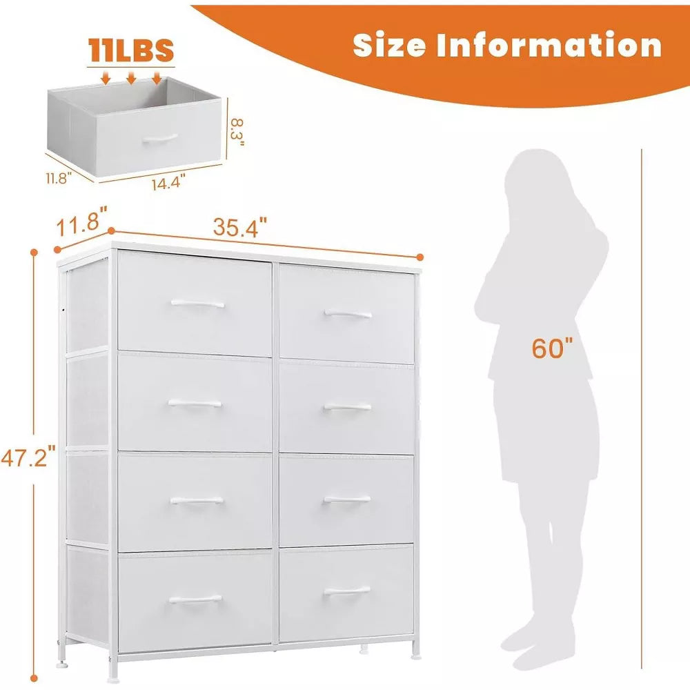 My Depot Bedroom Dresser with 8 Fabric Drawers for Clothing, Wardrobe, Children's Room